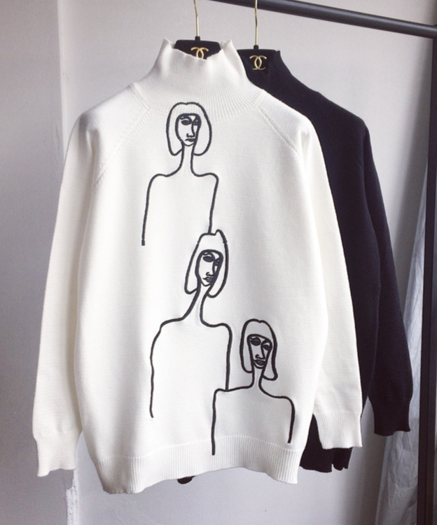 Abstract Print Sweater