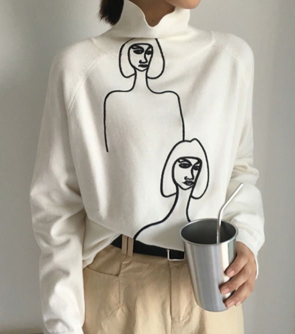 Abstract Print Sweater