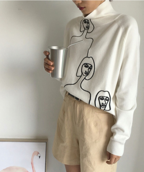 Abstract Print Sweater