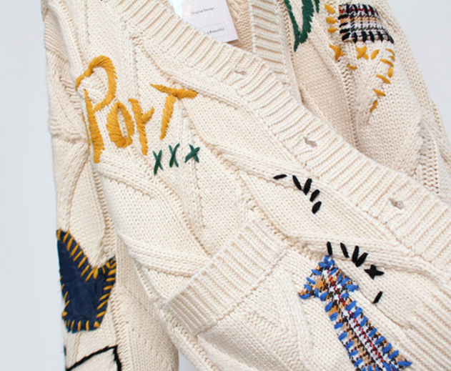 Luisa Warm Knitted Sweater&Embroidery
