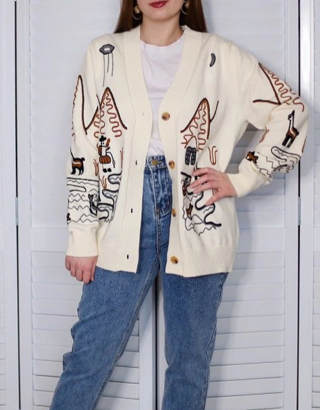 Embroidery knitted Cardigan