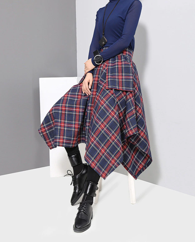 Mia Plaid Loose Big Hem Skirt
