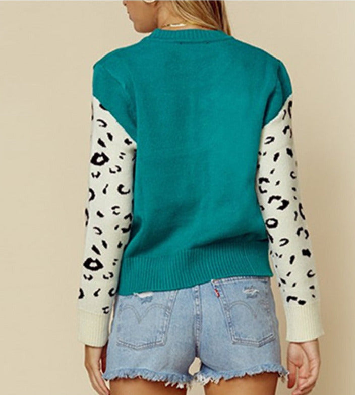 Leopard Pattern Knitted Sweater