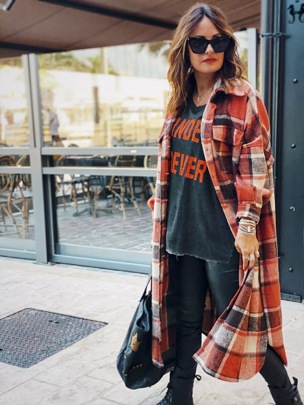 Molly Long Plaid Shirt&Woolen Coat