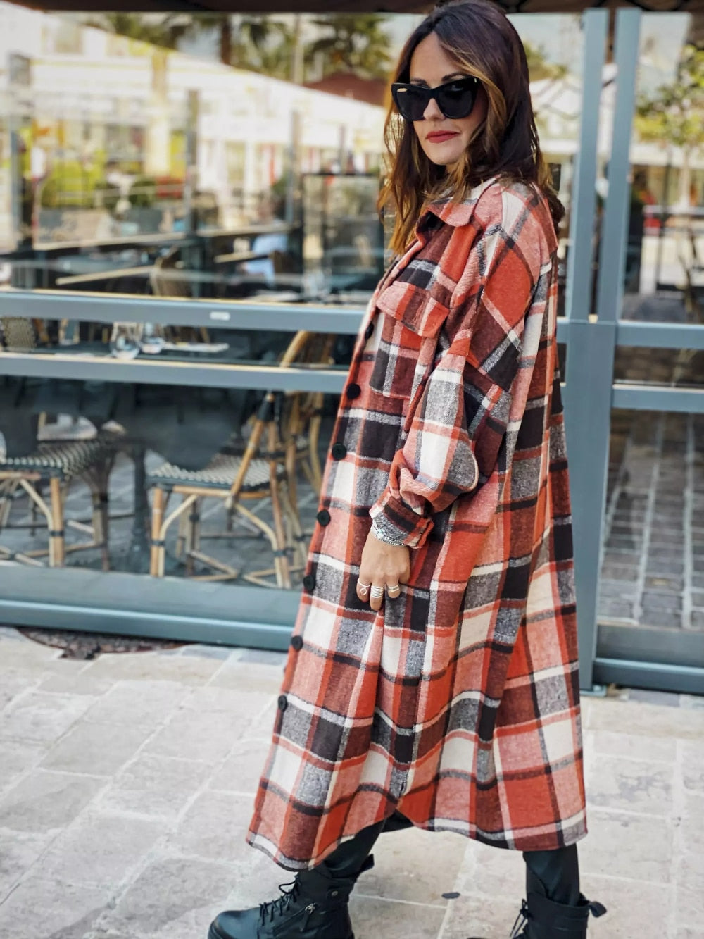 Molly Long Plaid Shirt&Woolen Coat
