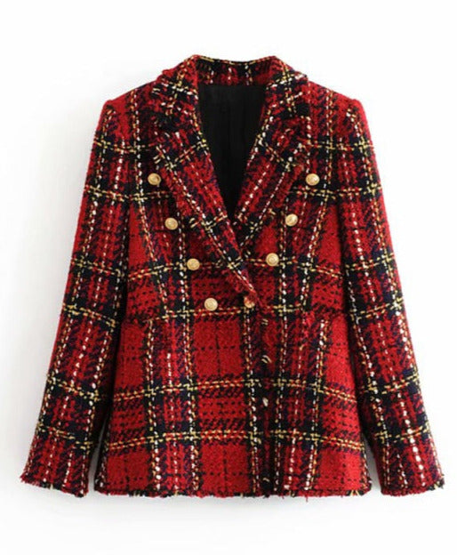Red Stile Plaid Blazer