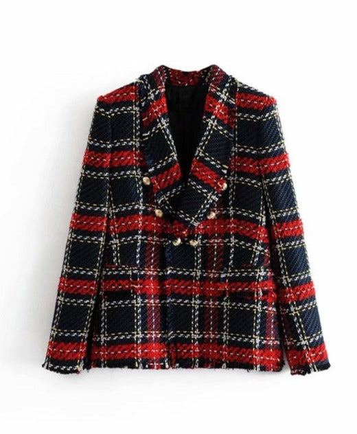 Red Stile Plaid Blazer