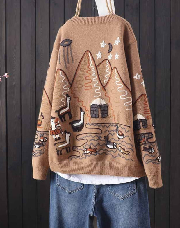 Embroidery knitted Cardigan