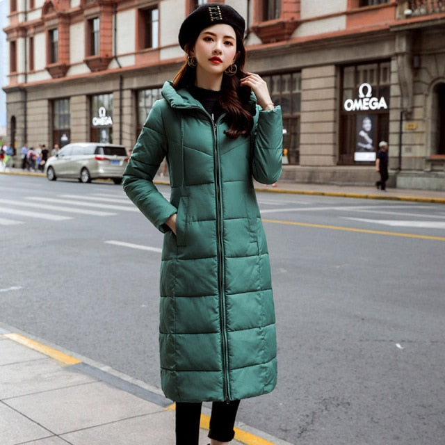 Hot Sale Winter Women Jacket X-long Parkas Hooded Cotton Padded Female Coat High Quality Warm Outwear Womens Parka Winter Coat