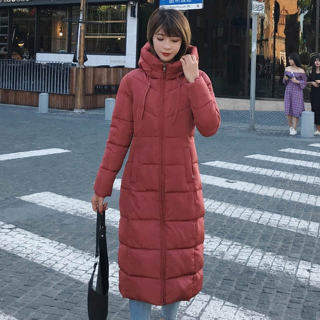 Hot Sale Winter Women Jacket X-long Parkas Hooded Cotton Padded Female Coat High Quality Warm Outwear Womens Parka Winter Coat