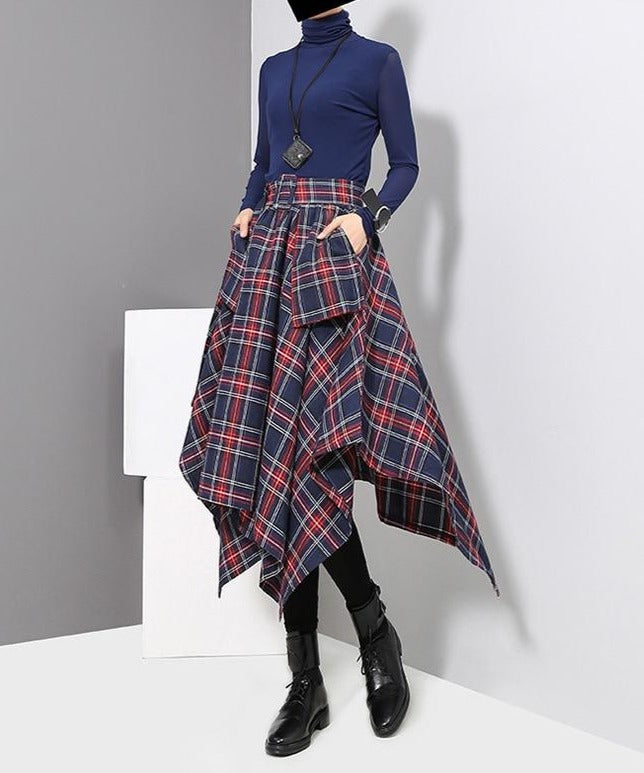 Mia Plaid Loose Big Hem Skirt