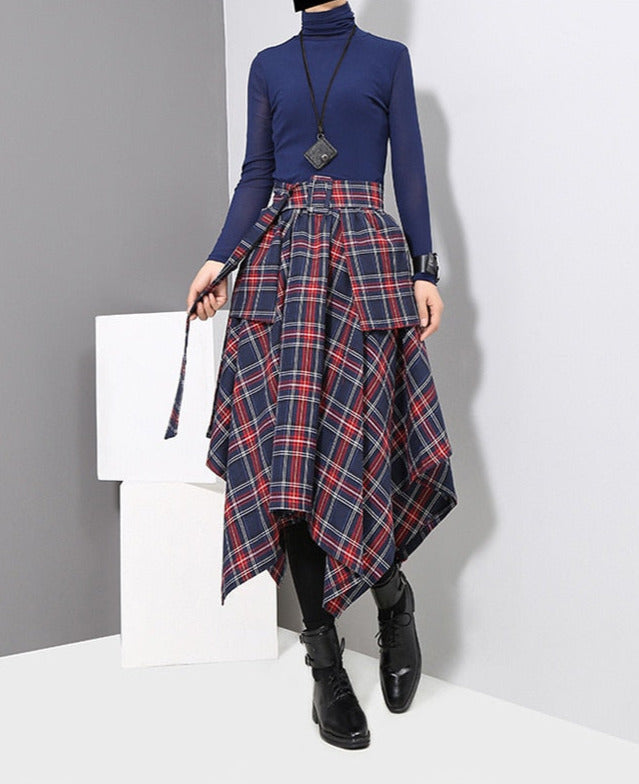 Mia Plaid Loose Big Hem Skirt