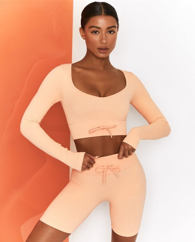 Linda 2 Pieces Set Crop Top&Shorts