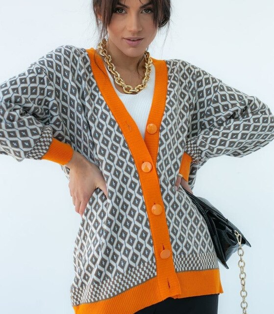 Multi-color Knitted Cardigan&England Style