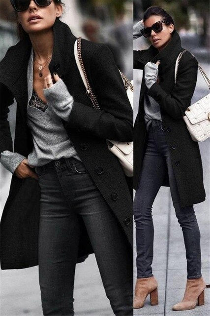 Thin Long Woolen Coat