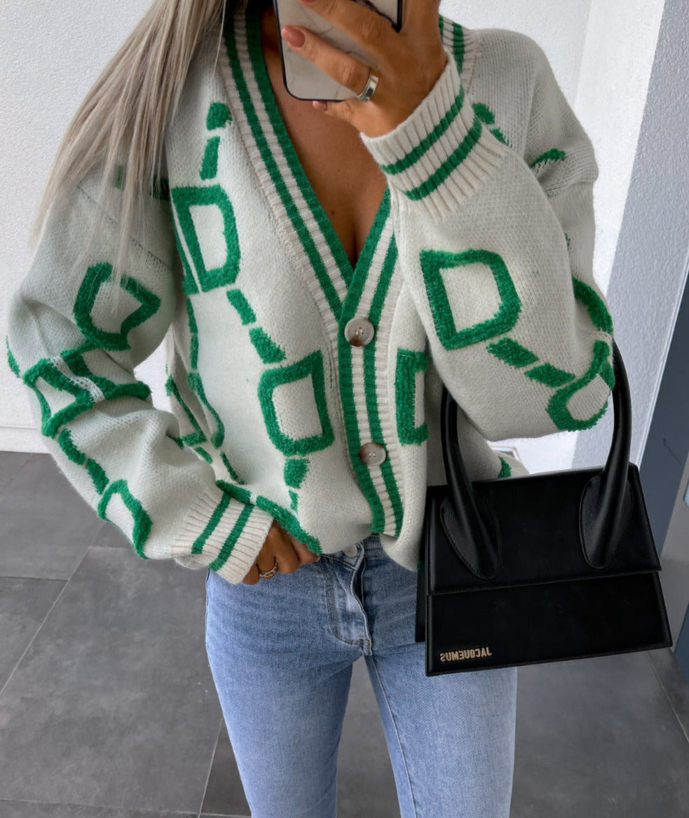 D-Letter Printed Cardigan
