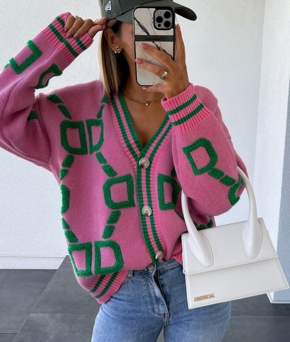 D-Letter Printed Cardigan