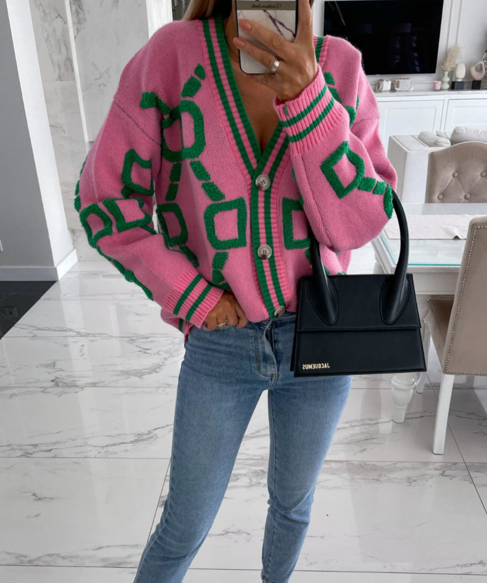 D-Letter Printed Cardigan