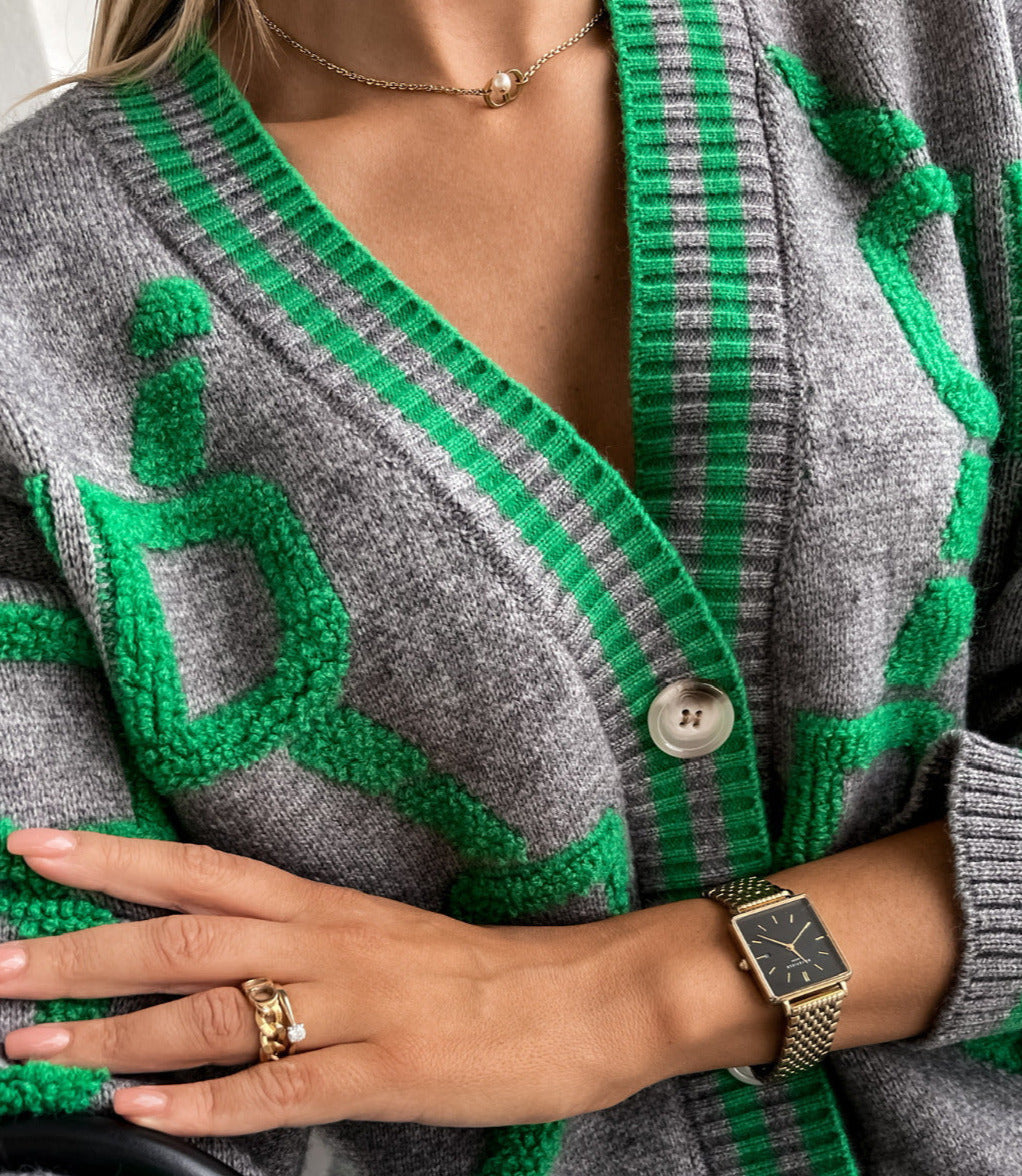 D-Letter Printed Cardigan