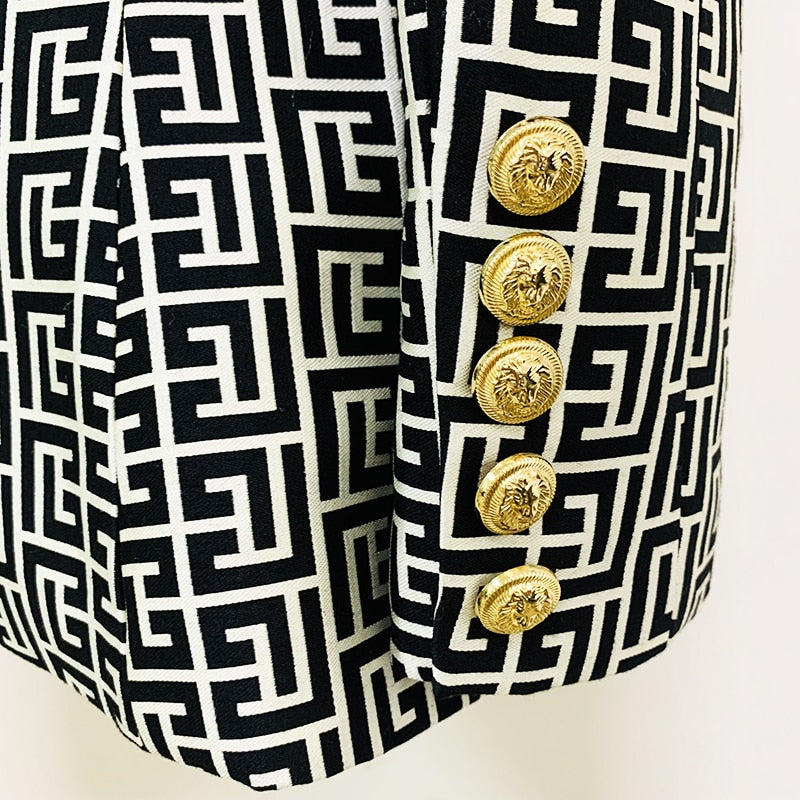 Geometric Jacquard Blazer&Pants