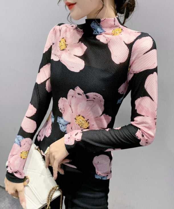Frida Top&Floral Printed Mesh
