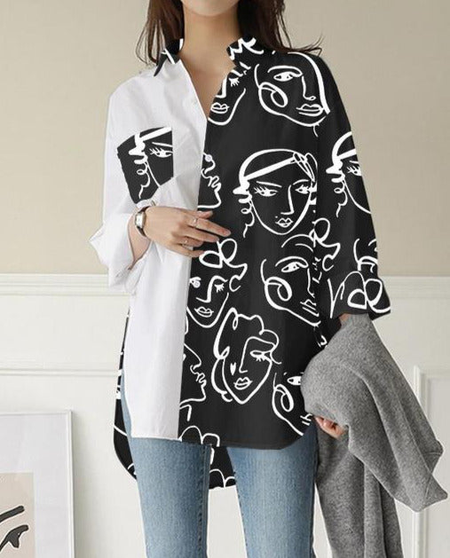 Zenna Printed Patchwork Blouse