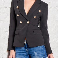 ROCKSA DOUBLE-BREASTED SATIN BLAZER