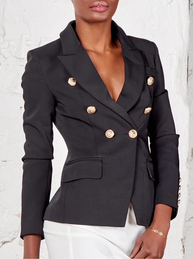 ROCKSA DOUBLE-BREASTED SATIN BLAZER