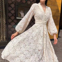 ANITA PATCHWORK V-NECK DRESS