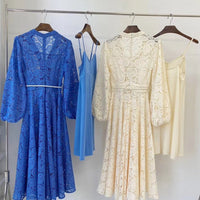 ANITA PATCHWORK V-NECK DRESS