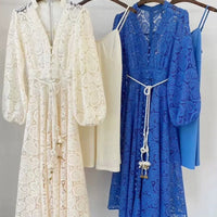 ANITA PATCHWORK V-NECK DRESS