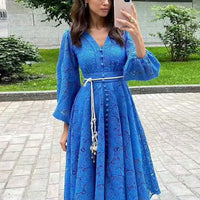 ANITA PATCHWORK V-NECK DRESS