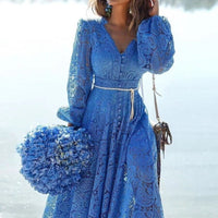 ANITA PATCHWORK V-NECK DRESS