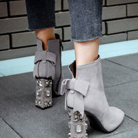 YINNA CRYSTAL SUEDE HEELS