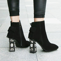 YINNA CRYSTAL SUEDE HEELS