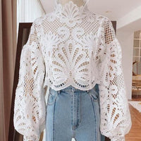 VINTAGE CROP WHITE BLOUSE