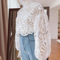 VINTAGE CROP WHITE BLOUSE