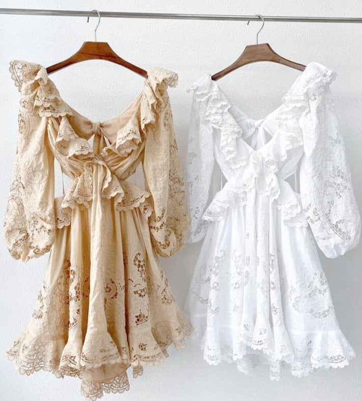 NADINE WHITE EMBROIDERED DRESS