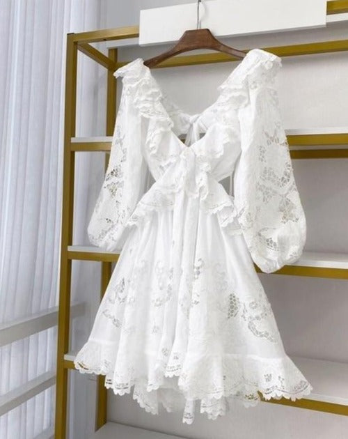 NADINE WHITE EMBROIDERED DRESS