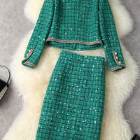 POLLY TWEED SEQUINS BLAZER & SKIRT