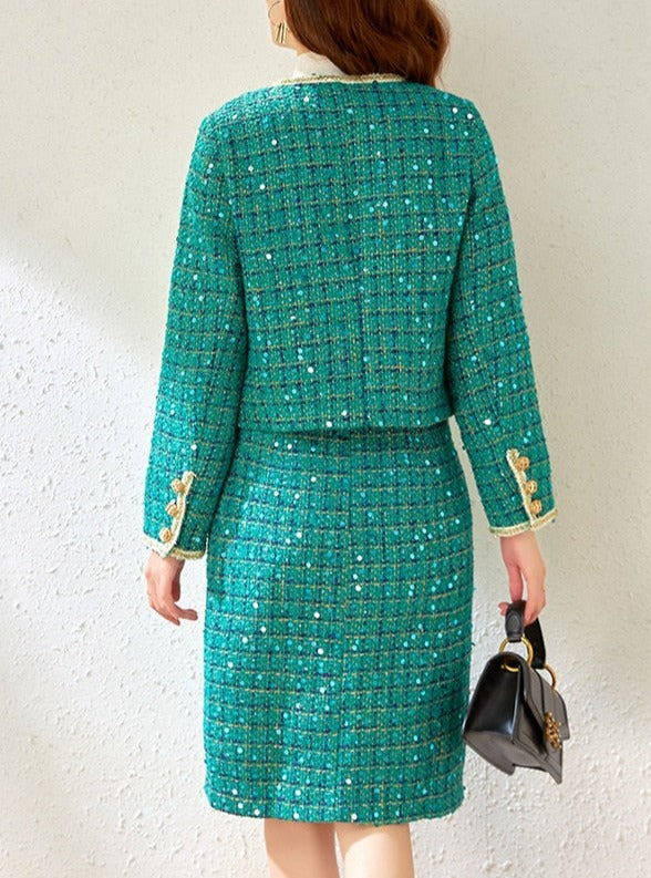 POLLY TWEED SEQUINS BLAZER & SKIRT