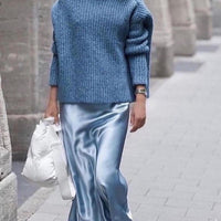 SATIN MIDI SKIRT