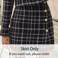 Elegant plaid lapel blazer&mini skirt suit
