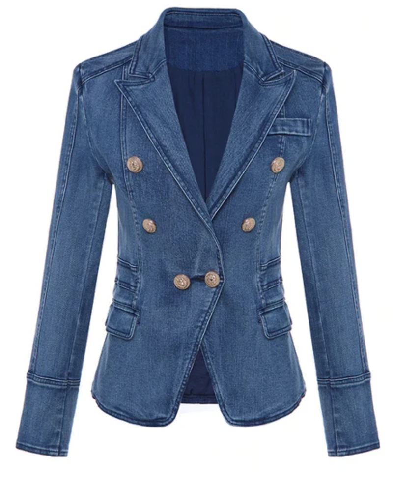 MARGOT DENIM DOUBLE-BREASTED BLAZER