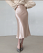 SATIN MIDI SKIRT
