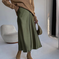 SATIN MIDI SKIRT