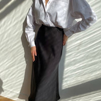 SATIN MIDI SKIRT