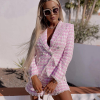 Houndstooth Blends Tweed Blazer