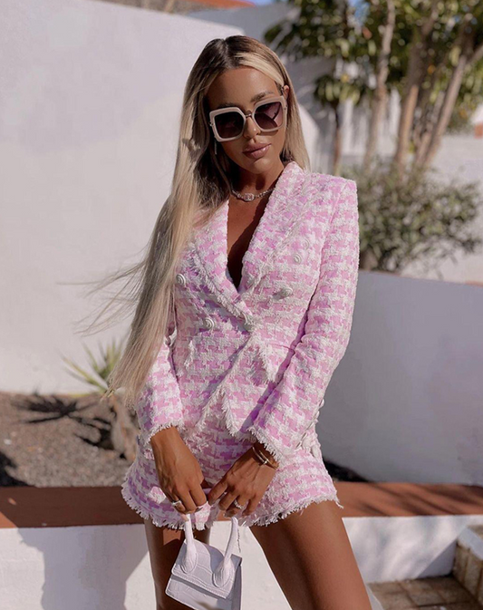 Houndstooth Blends Tweed Blazer