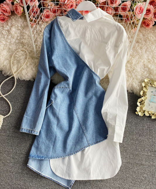 Hannah irregular denim shirt